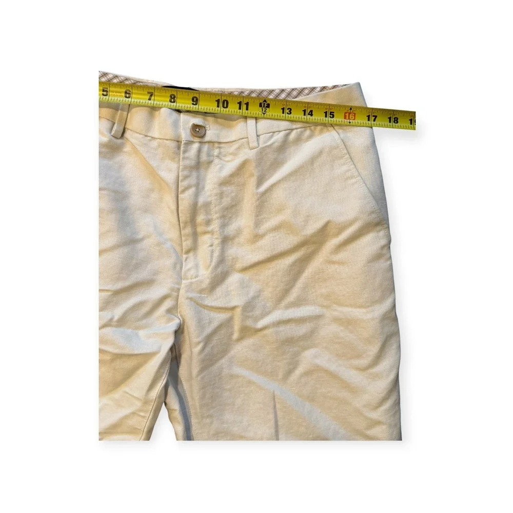 Banana Republic Kentfield Pant Mens 34x34 Beige Linen Cotton Blend Straight Leg
